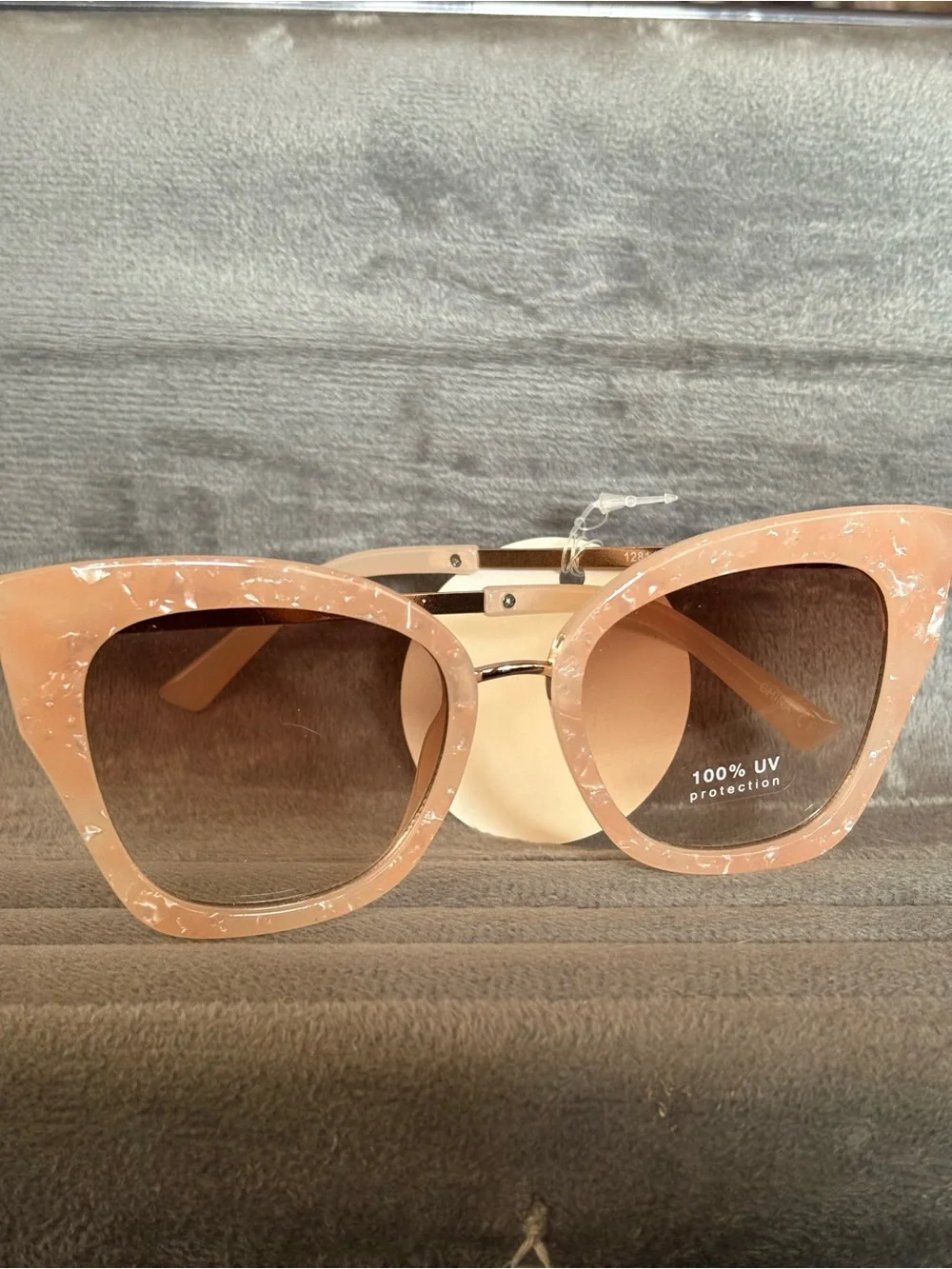 Pink Marbled Cat-Eye Sunglasses with Brown Gradient Lenses
